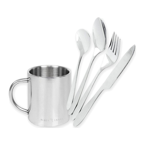 Black snake campingbesteck set - black,