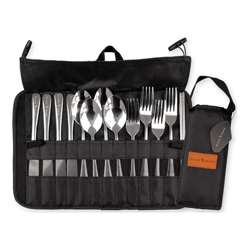 Black snake campingbesteck set - black,
