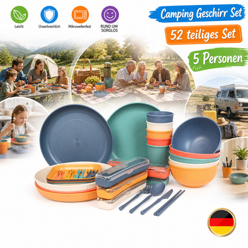 Campinggeschirr set teilig - campinggeschirr-set, 52-teilig