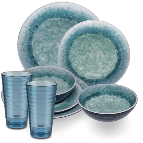 Melamin geschirr set - blau, 2