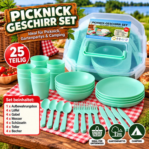 Tlg camping geschirr set - 25,