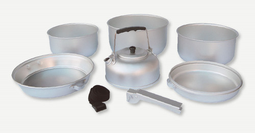 Aluminium camping kochset - aluminium,