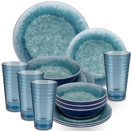 Melamin geschirr set blau - set, 4